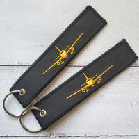 Thumbnail for 1 PC GOLDEN PLANE KEYCHAIN FASHION TRINKET BLACK EMBROIDERY FLY HIGHER KEY CHAIN - PILOTSX