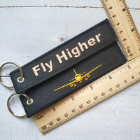 Thumbnail for 1 PC GOLDEN PLANE KEYCHAIN FASHION TRINKET BLACK EMBROIDERY FLY HIGHER KEY CHAIN - PILOTSX