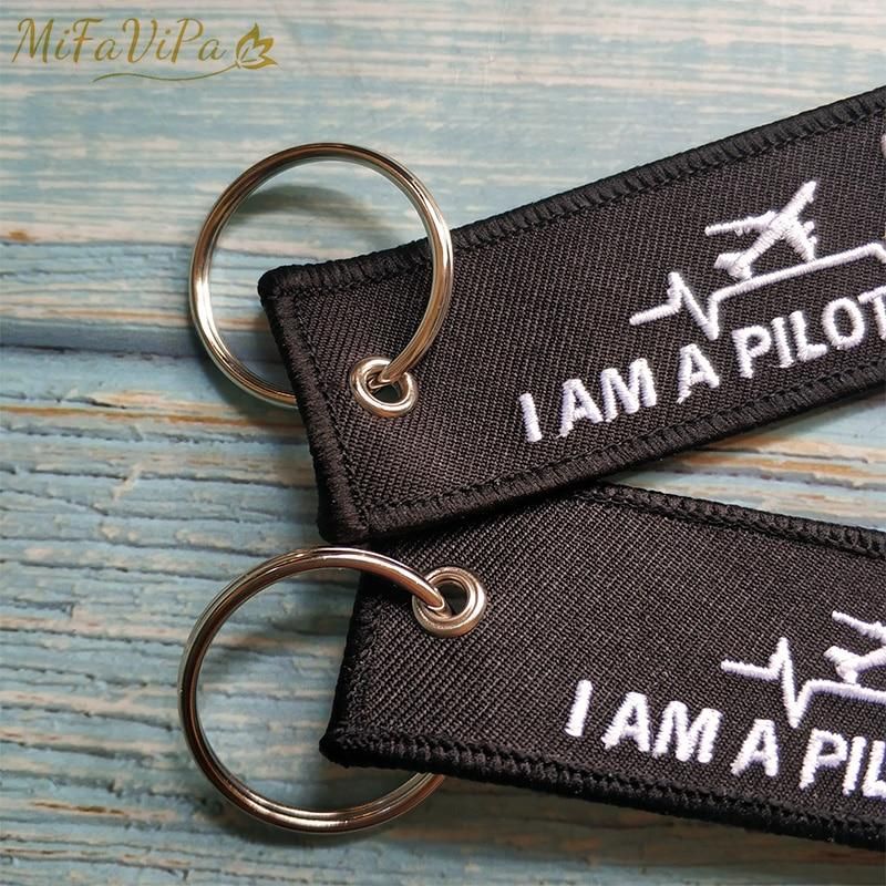 10 PCS EMBROIDERY HEARTBEATS I AM A PILOT KEY RING - PILOTSX