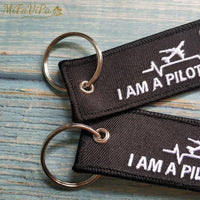 Thumbnail for 10 PCS EMBROIDERY HEARTBEATS KEYCHAIN I AM A PILOT KEY RING - PILOTSX