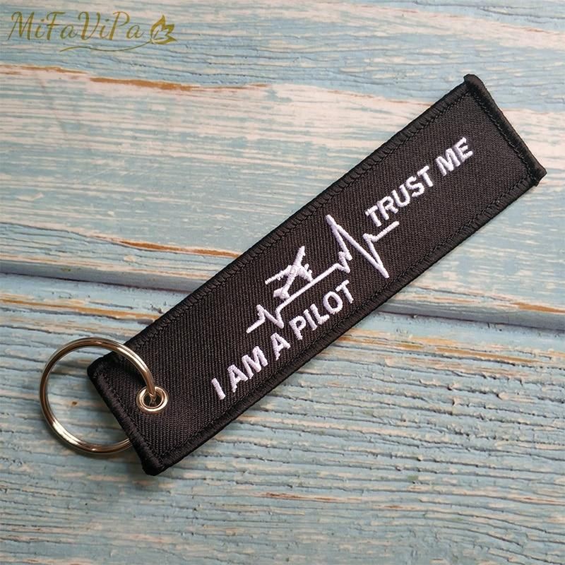 10 PCS EMBROIDERY HEARTBEATS KEYCHAIN I AM A PILOT KEY RING - PILOTSX