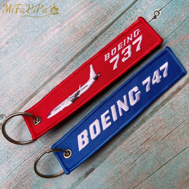 2 PC BOEING 747 FASHION TRINKET KEYCHAIN PHONE STRAP AVIATION RED KEY CHAINS - PILOTSX