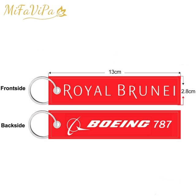 2 PCS A ROYAL BRUNEI B BOEING 787 EMBROIDERY KEY CHAINS - PILOTSX