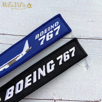 Thumbnail for 2 PCS BLACK AND BLUE EMBROIDERY BOEING 767 FASHION TRINKET KEYCHAIN - PILOTSX