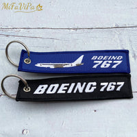 Thumbnail for 2 PCS BLACK AND BLUE EMBROIDERY BOEING 767 FASHION TRINKET KEYCHAIN - PILOTSX