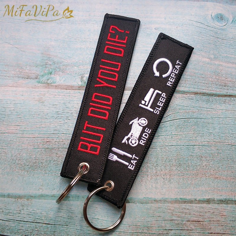 2 PCS BLACK SLEUTELHANGER EMBROIDERY FUNNY KEYCHAIN - PILOTSX