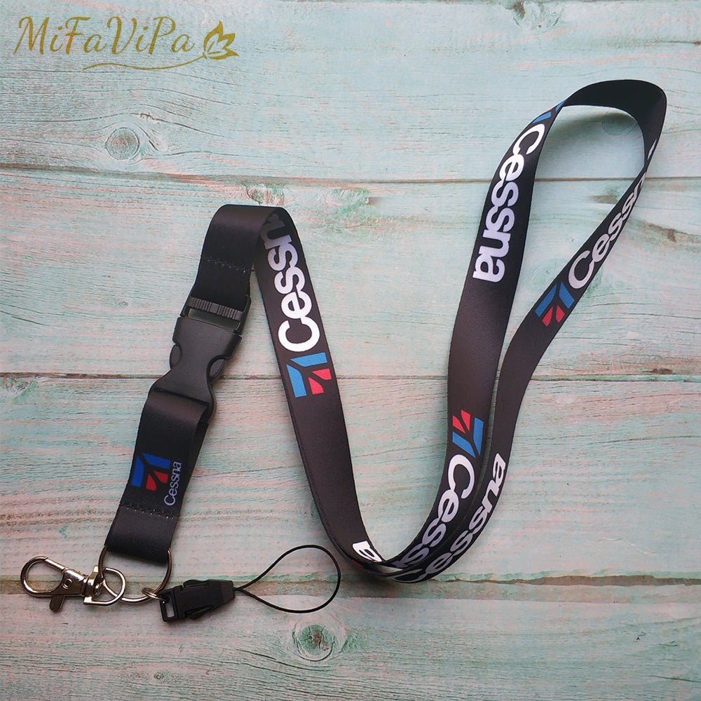 2 PCS BLUE AIRBUS FASHION BLACK CESSNA LANYARDS NECK STRAP KEY CHAIN - PILOTSX