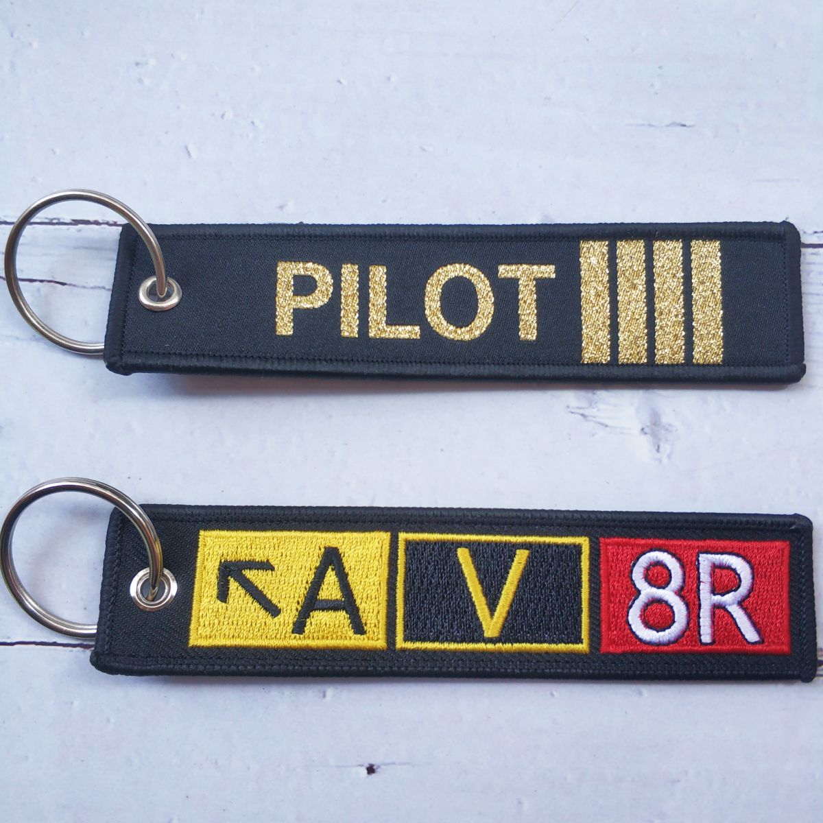 2 PCS EMBROIDERY AV8R KEYRING WOVEN PILOT AVIATOR KEYCHAIN AIRCRAFT KEY CHAIN - PILOTSX