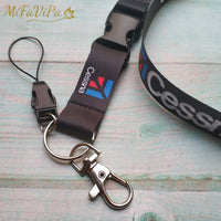 Thumbnail for 2 PCS FASHION BLACK CESSNA LANYARDS NECK STRAP CHAVEIRO EAT SLEEP FLY KEY CHAIN - PILOTSX