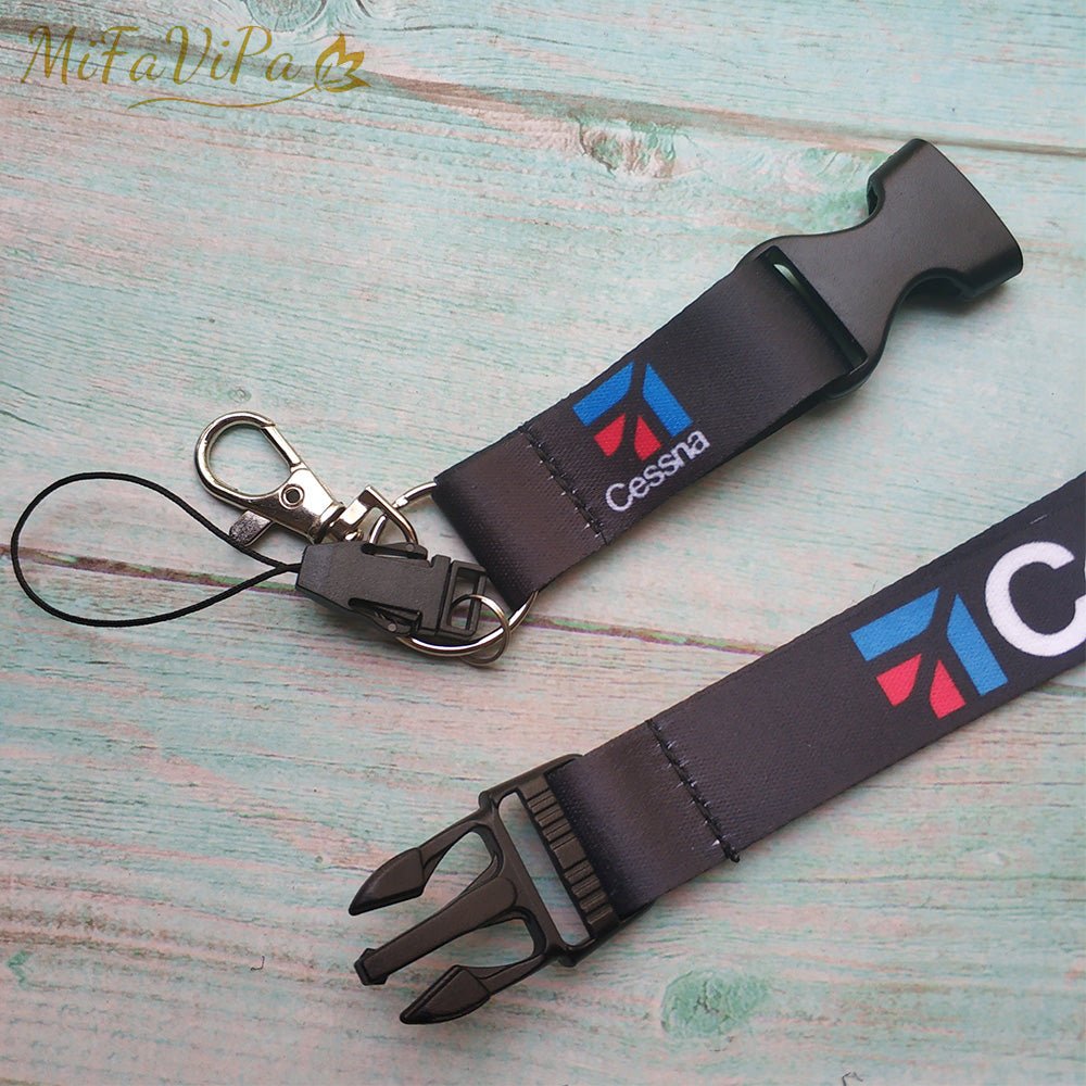 2 PCS FASHION BLACK CESSNA LANYARDS NECK STRAP CHAVEIRO EAT SLEEP FLY KEY CHAIN - PILOTSX