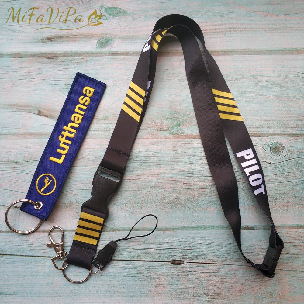 2 PCS LUFTHANSA SLEUTELHANGE KEYCHAIN CESSNA LANYARDS NECK STRAP - PILOTSX