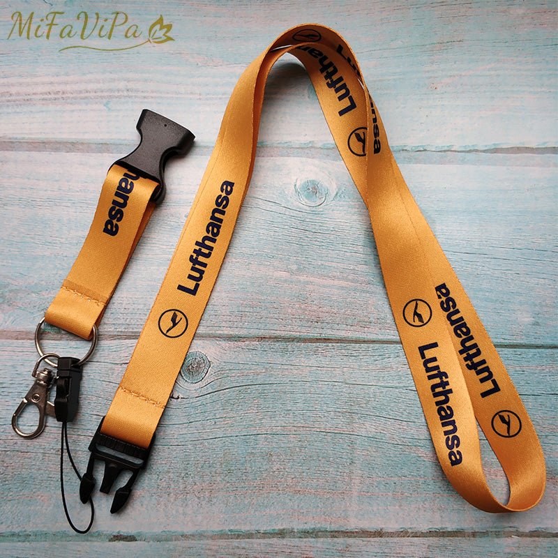 2 PCS YELLOW LUFTHANSA PORTE - CLEFS KEYCHAINS NECK STRAP - PILOTSX