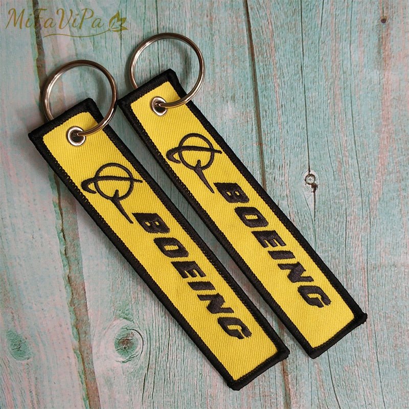 2 PCS/LOT A BOEING SIDE B ROYAL BRUNEI EMBROIDERY KEY CHAIN - PILOTSX