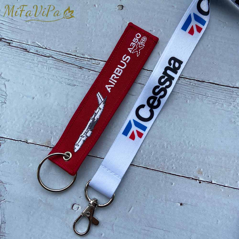 2 PCS/SET AIRBUS A350 CHAVEIRO KEYCHAIN CESSNA LANYARDS NECK STRAP - PILOTSX