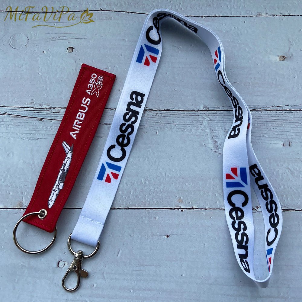 2 PCS/SET AIRBUS A350 CHAVEIRO KEYCHAIN CESSNA LANYARDS NECK STRAP - PILOTSX