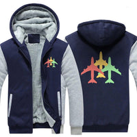 Thumbnail for 3 COLOUR AIRPLANE WINTER THICK ZIP SWEATSHIRT - PILOTSX