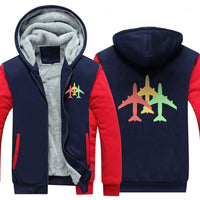 Thumbnail for 3 COLOUR AIRPLANE WINTER THICK ZIP SWEATSHIRT - PILOTSX