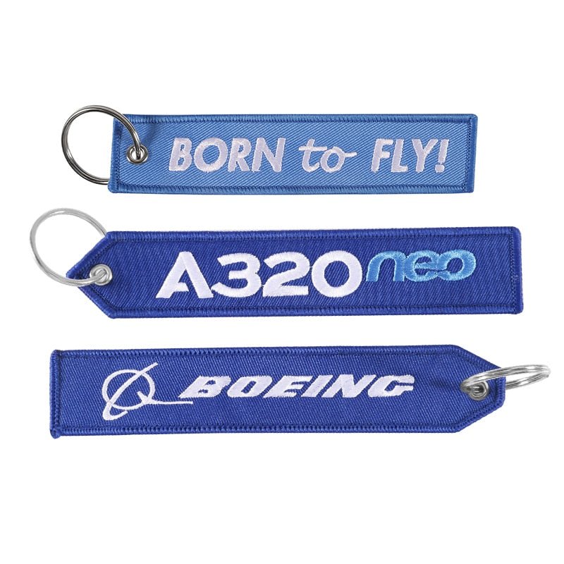 3 PCS AIRBUS BOEING BORN TO FLY EMBROIDERY KEY CHAIN - PILOTSX