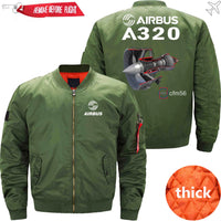 Thumbnail for AIRBUS A320 CFM 56  turbofan aircraft engines Ma-1 Bomber Jacket Flight Jacket Aviator Jacket THE AV8R