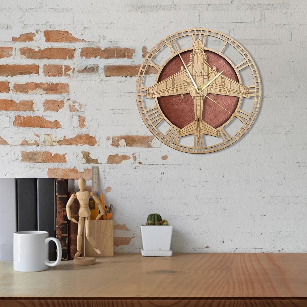 A - 6E INTRUDER PLANE RUSTIC WOODEN WALL CLOCK - PILOTSX