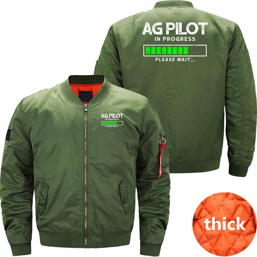 AG PILOT IN PROGRESS PLEASE WAIT.. BOMBER FLIGHT AVIATOR JACKET - PILOTSX