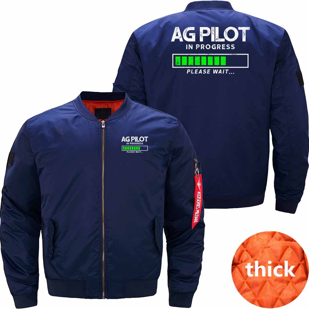 AG PILOT IN PROGRESS PLEASE WAIT.. BOMBER FLIGHT AVIATOR JACKET - PILOTSX