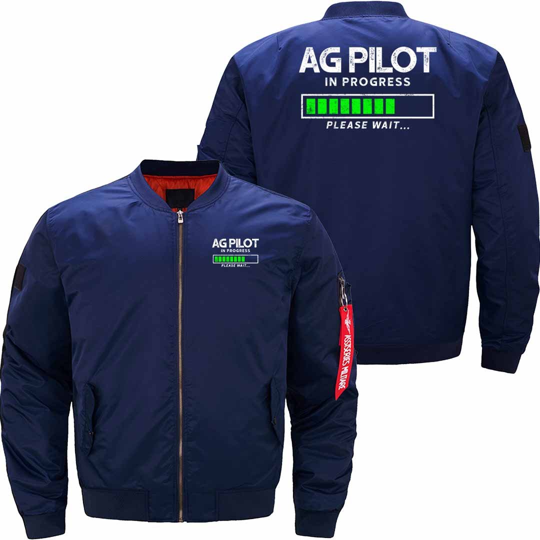 AG PILOT IN PROGRESS PLEASE WAIT.. BOMBER FLIGHT AVIATOR JACKET - PILOTSX