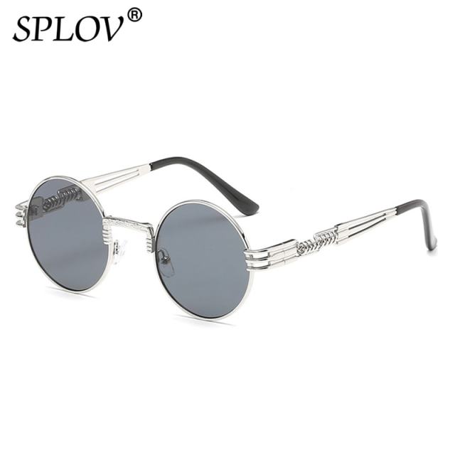 New Fashion Retro Steampunk Round Metal Sunglasses for Men and Women AV8R