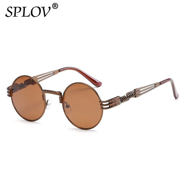 New Fashion Retro Steampunk Round Metal Sunglasses for Men and Women AV8R