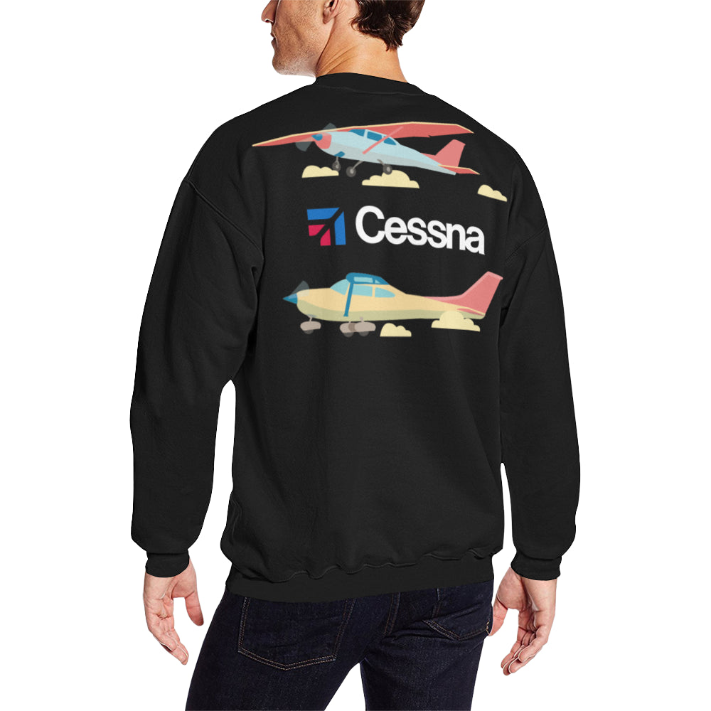 CESSNA Men's Oversized Fleece Crew Sweatshirt e-joyer