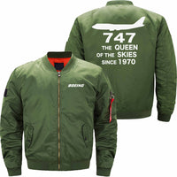 Thumbnail for Boeing 747 THE QUEEN OF THE SKIES SINCE 1970 Ma-1 Bomber Jacket Flight Jacket Aviator Jacket THE AV8R