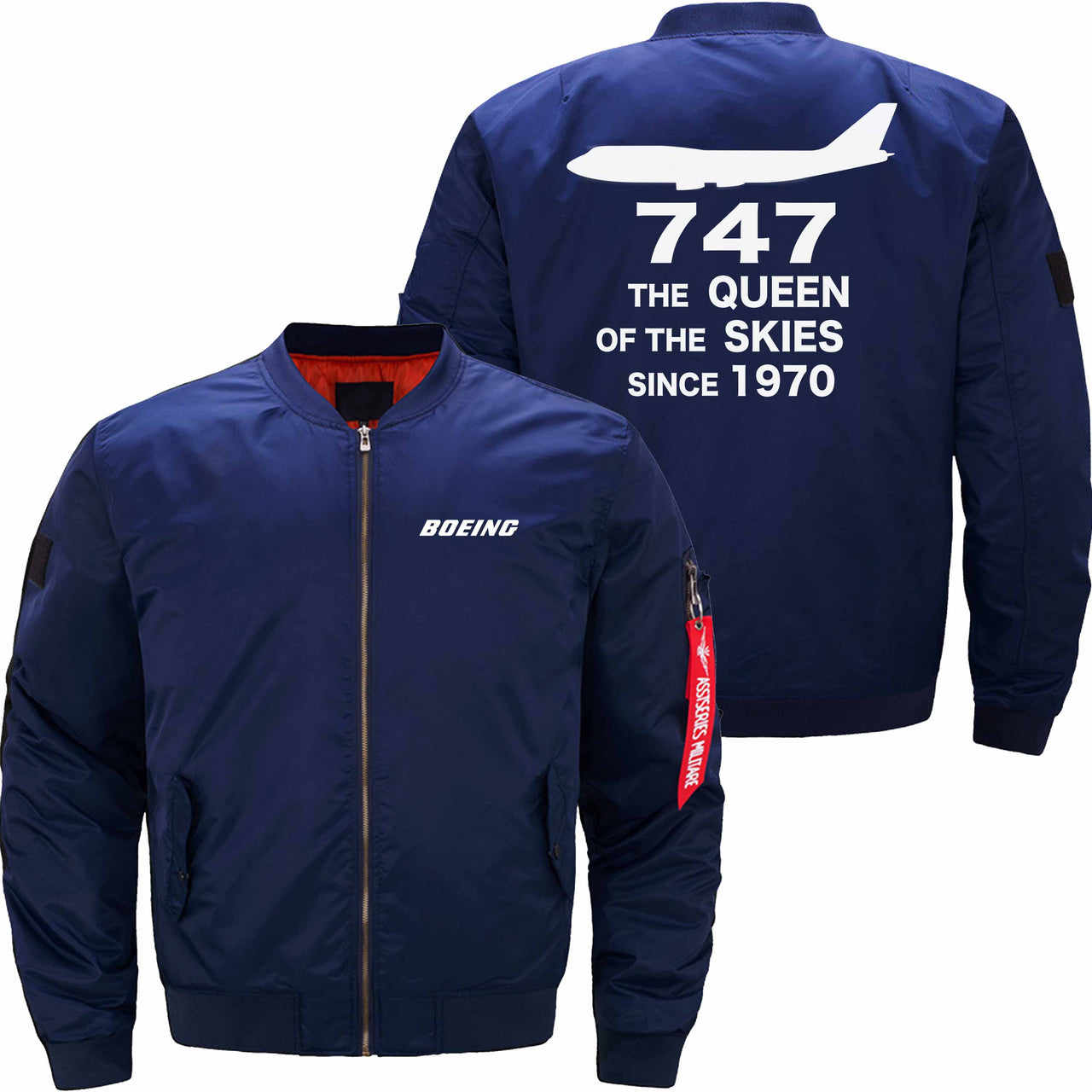 Boeing 747 THE QUEEN OF THE SKIES SINCE 1970 Ma-1 Bomber Jacket Flight Jacket Aviator Jacket THE AV8R