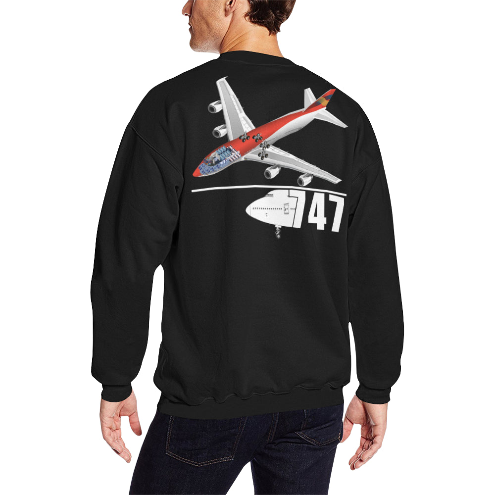 BOEING 747 Men's Oversized Fleece Crew Sweatshirt e-joyer