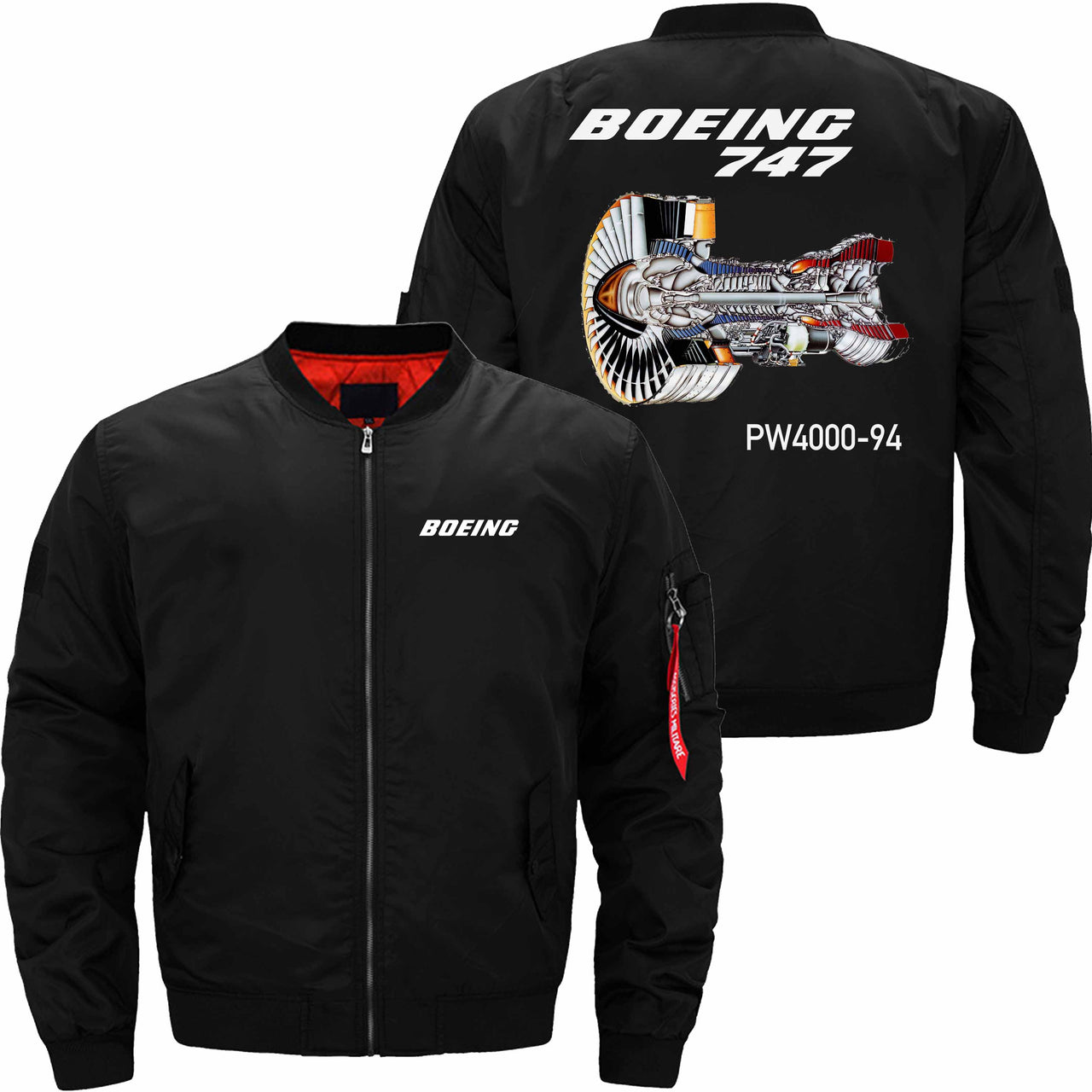 Boeing 747 Pratt & Whitney PW4000 Aircraft Engine Ma-1 Bomber Jacket Flight Jacket Aviator Jacket THE AV8R