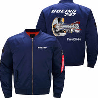 Thumbnail for Boeing 747 Pratt & Whitney PW4000 Aircraft Engine Ma-1 Bomber Jacket Flight Jacket Aviator Jacket THE AV8R