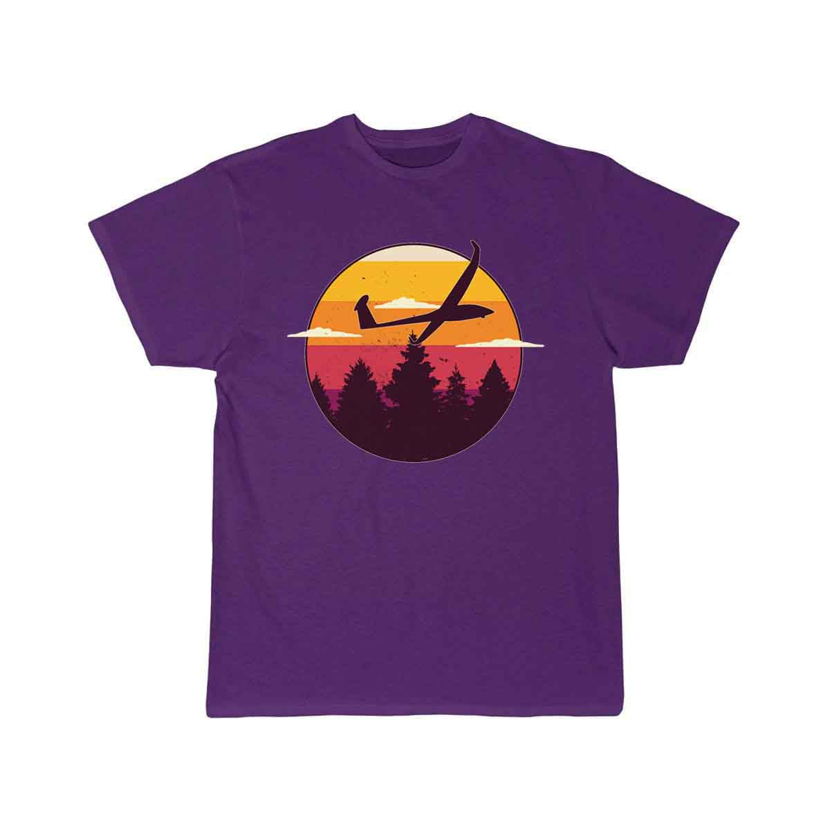 Glider Airplane Landscape Sunset Retro Red Orange T-SHIRT THE AV8R