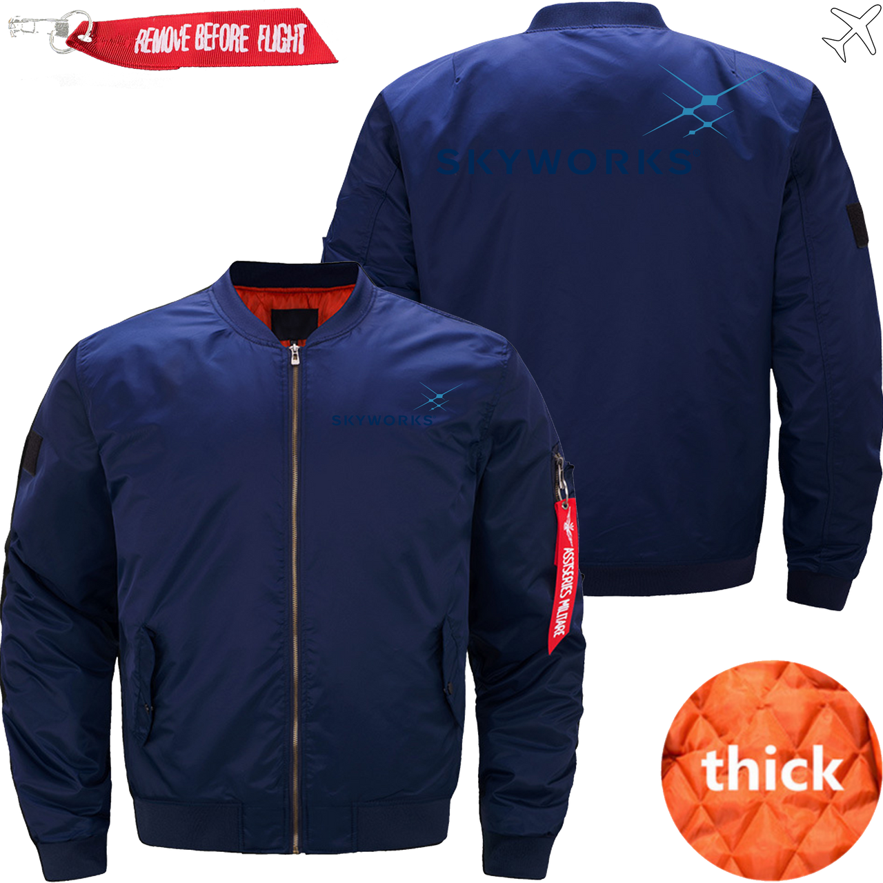 SKYWORKS HELICOPTER LOGO BOMBER FLIGHT AVIATOR JACKET