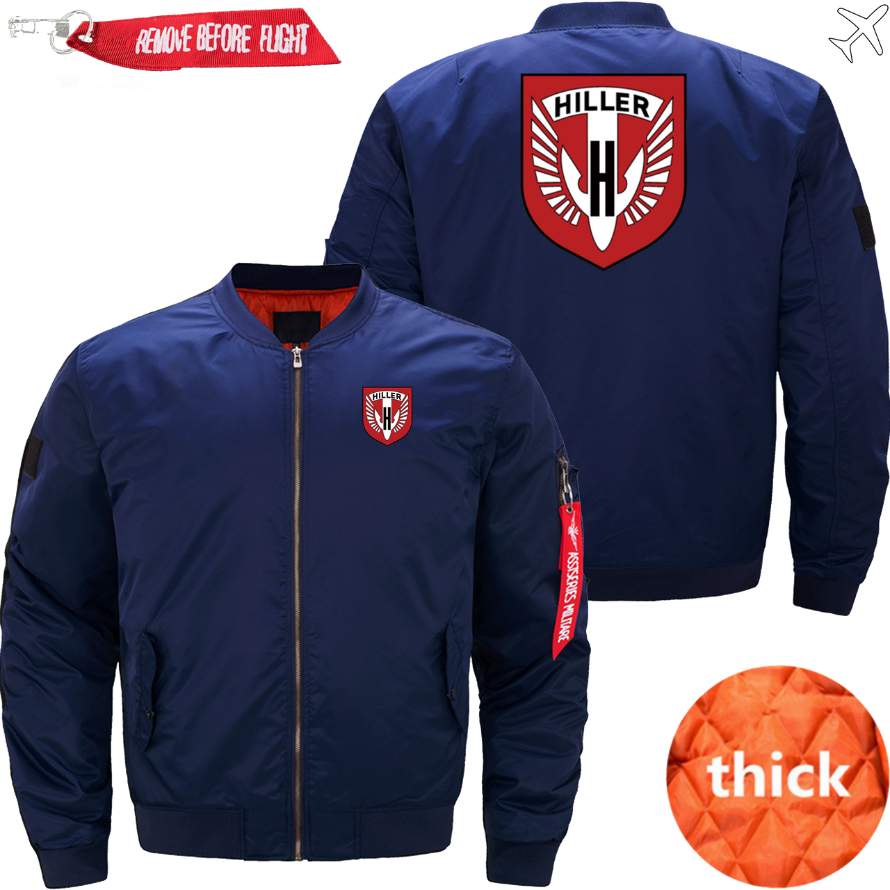 HILLER HELICOPTER LOGO BOMBER FLIGHT AVIATOR JACKET