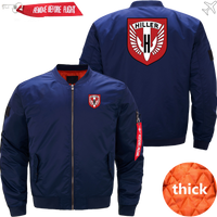 Thumbnail for HILLER HELICOPTER LOGO BOMBER FLIGHT AVIATOR JACKET