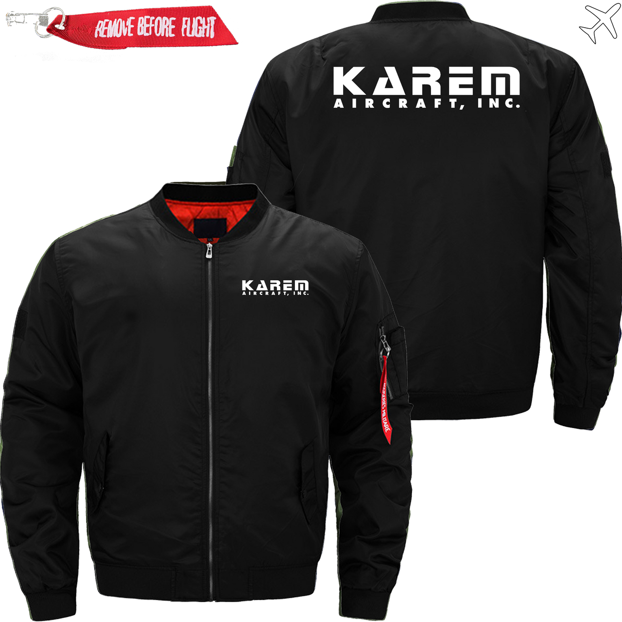 KAREM HELICOPTER LOGO BOMBER FLIGHT AVIATOR JACKET
