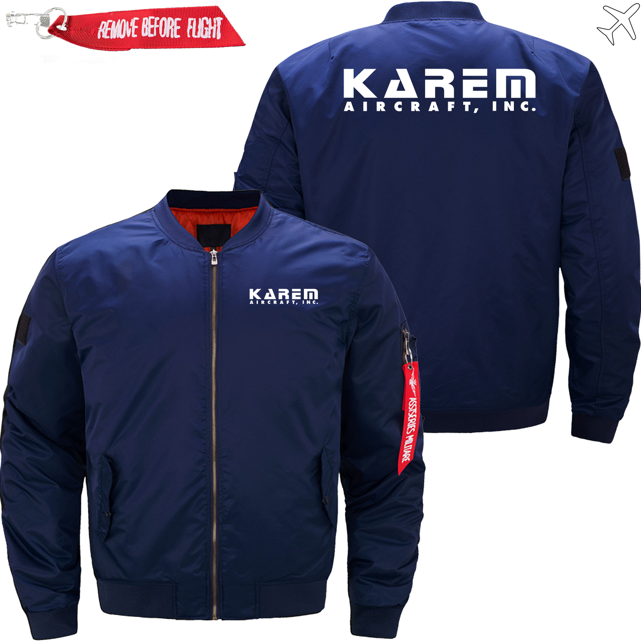 KAREM HELICOPTER LOGO BOMBER FLIGHT AVIATOR JACKET