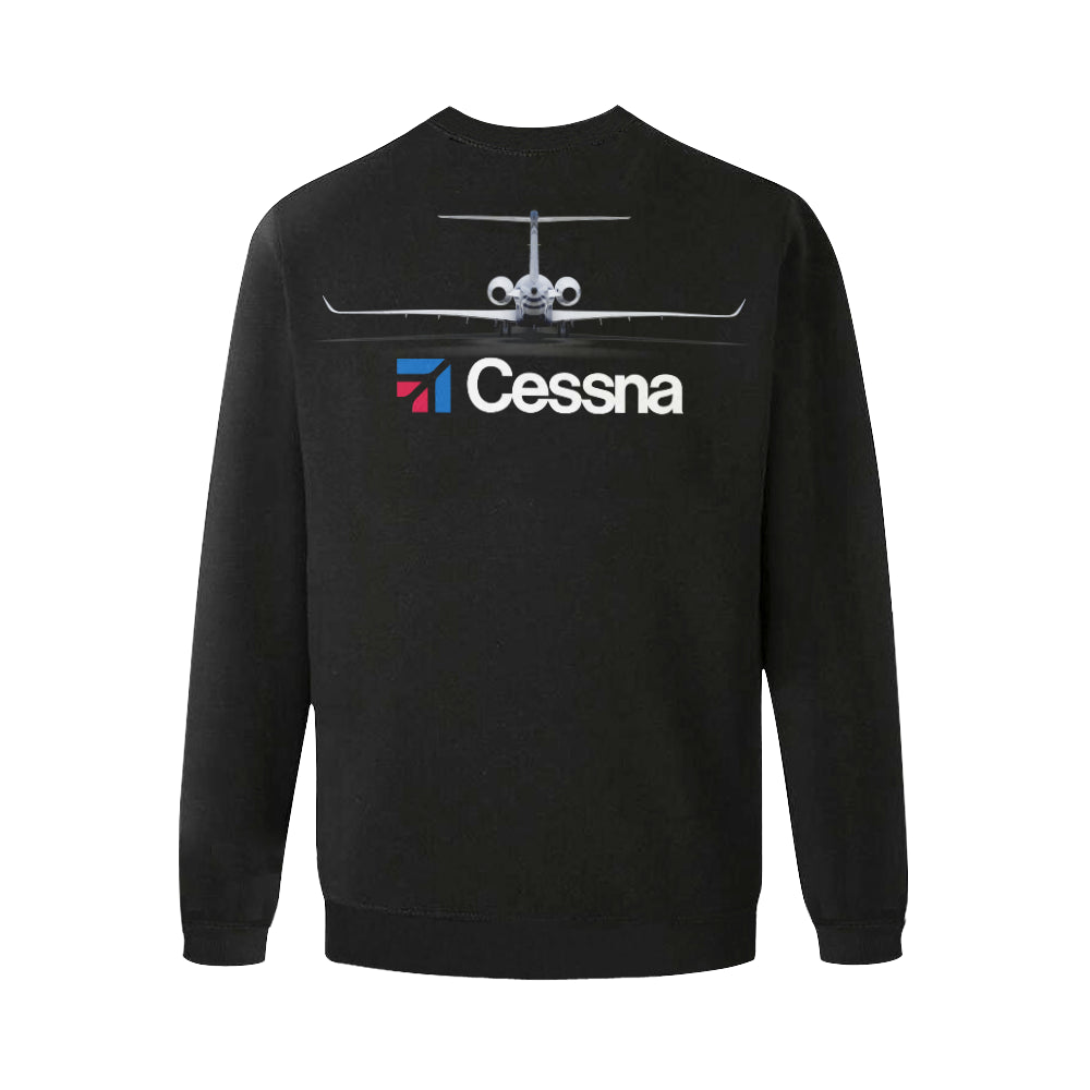 CESSNA Men's Oversized Fleece Crew Sweatshirt (Model H18) e-joyer