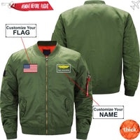 Thumbnail for CUSTOM FLAG & NAME WITH BADGE 2 DESIGNED PILOT  S - JACKET THE AV8R