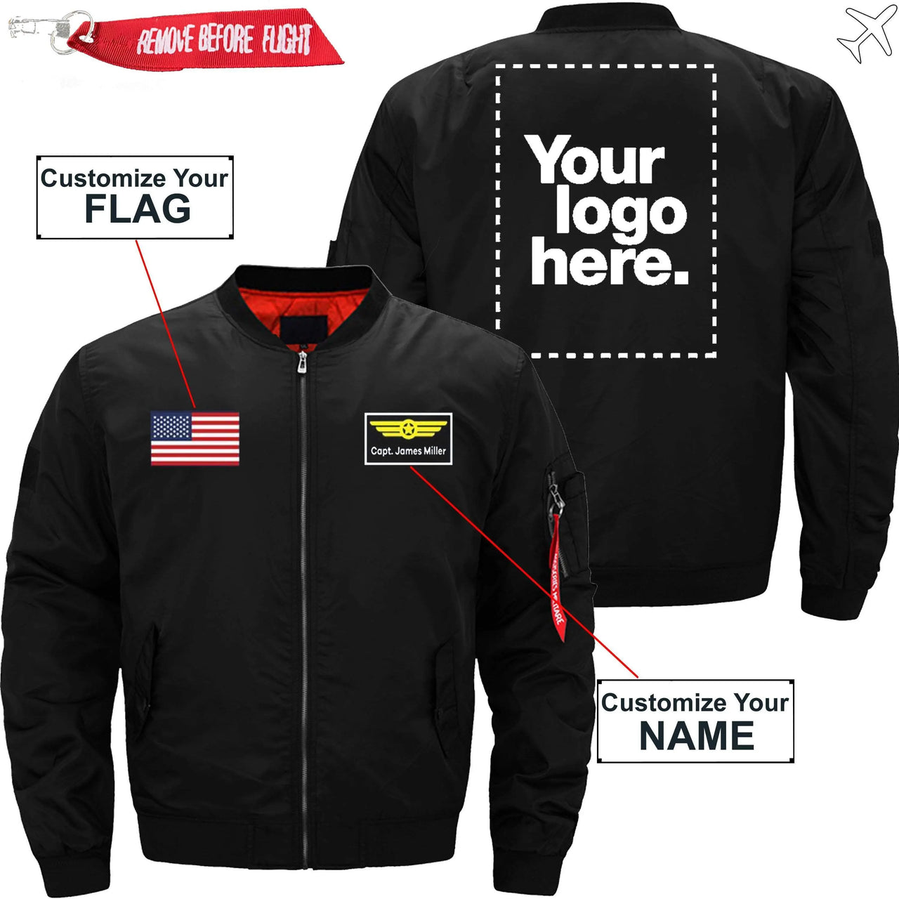 CUSTOM FLAG, LOGO & NAME WITH BADGE DESIGNED - JACKET THE AV8R