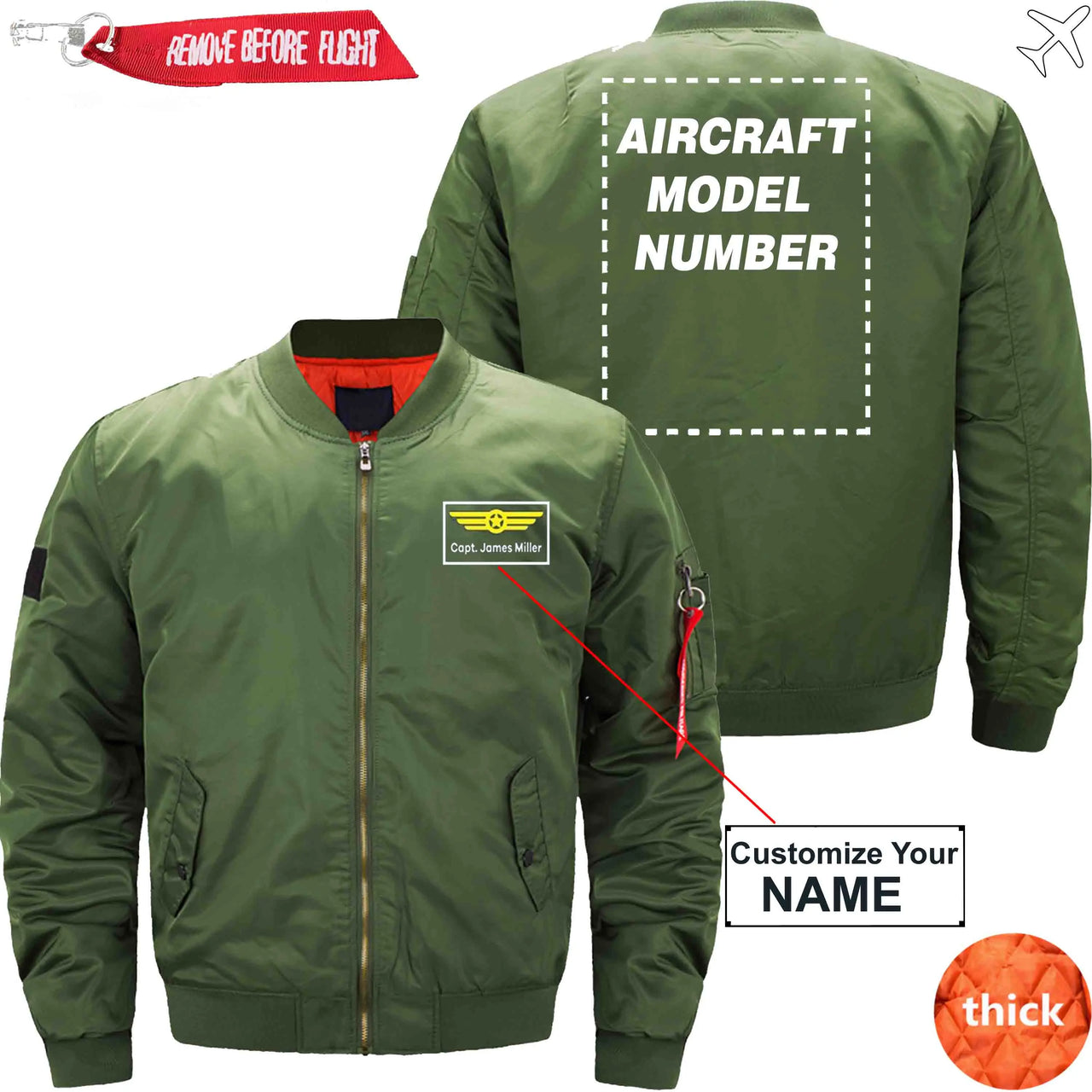 NAME WITH AIRCRAFT MODEL NUMBER - JACKET THE AV8R