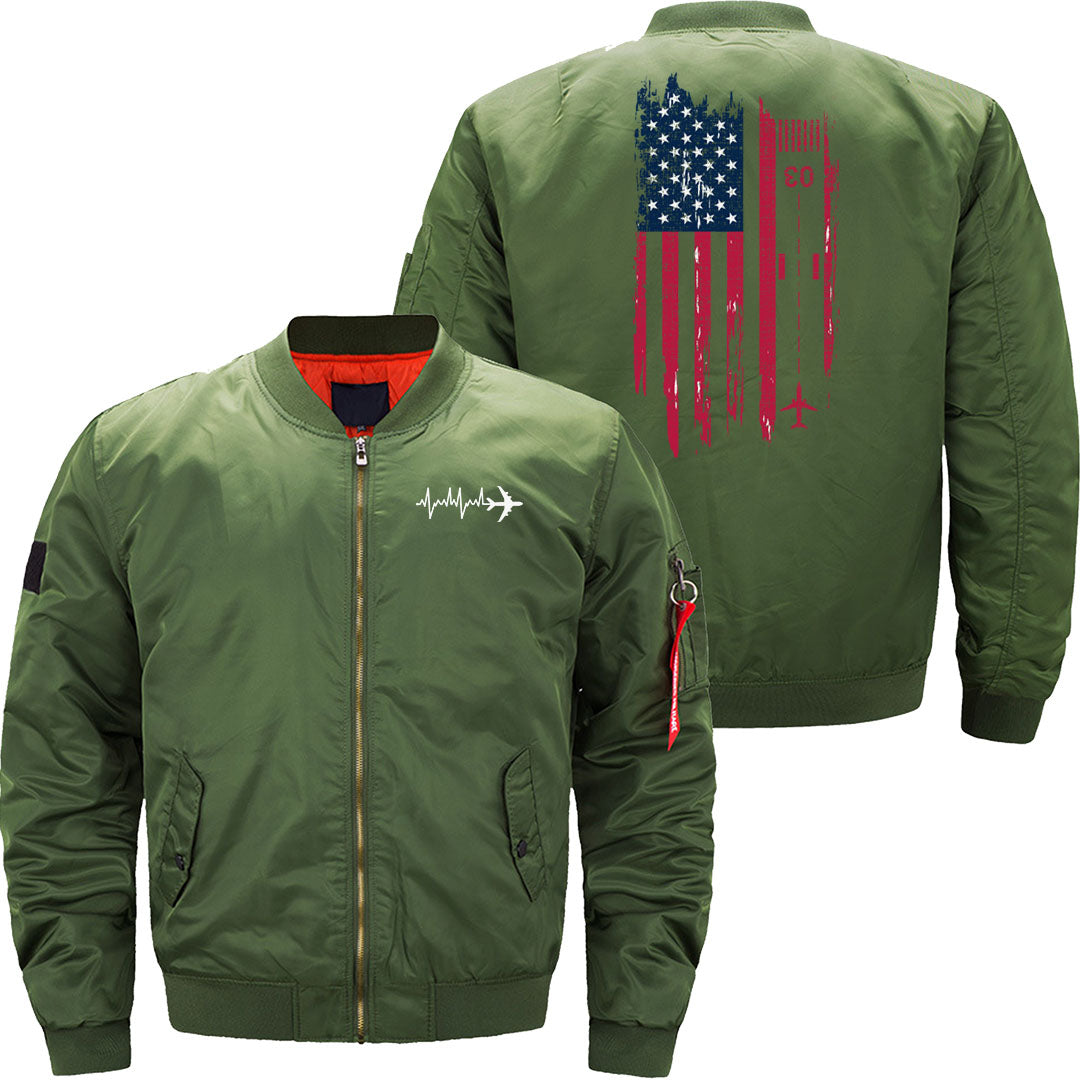 Patriotic Airplane Aviation Pilot American Flag JACKET THE AV8R