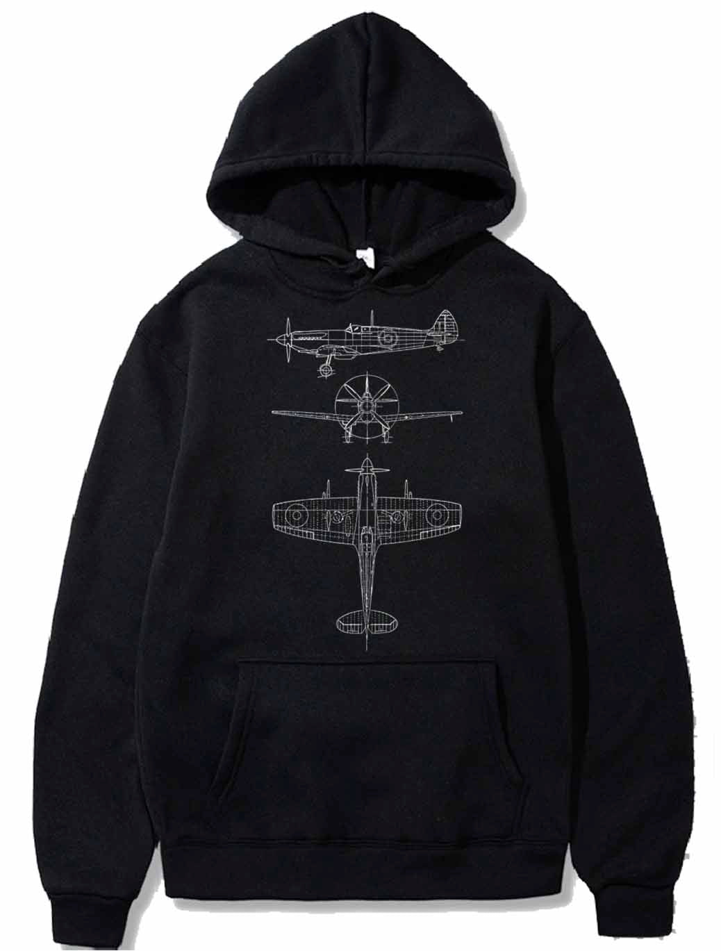 Spitfire airplane blueprint PULLOVER THE AV8R