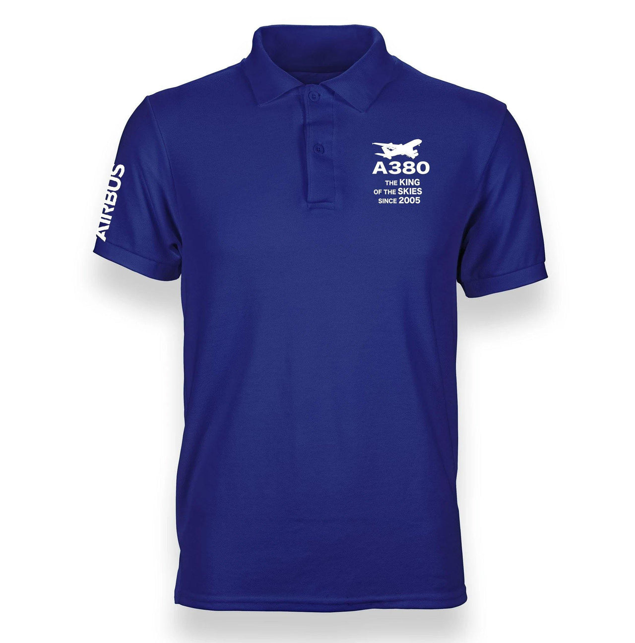 AIRBUS A380 KING OF THE SKIES SINCE 2005 DESIGNED POLO SHIRT THE AV8R