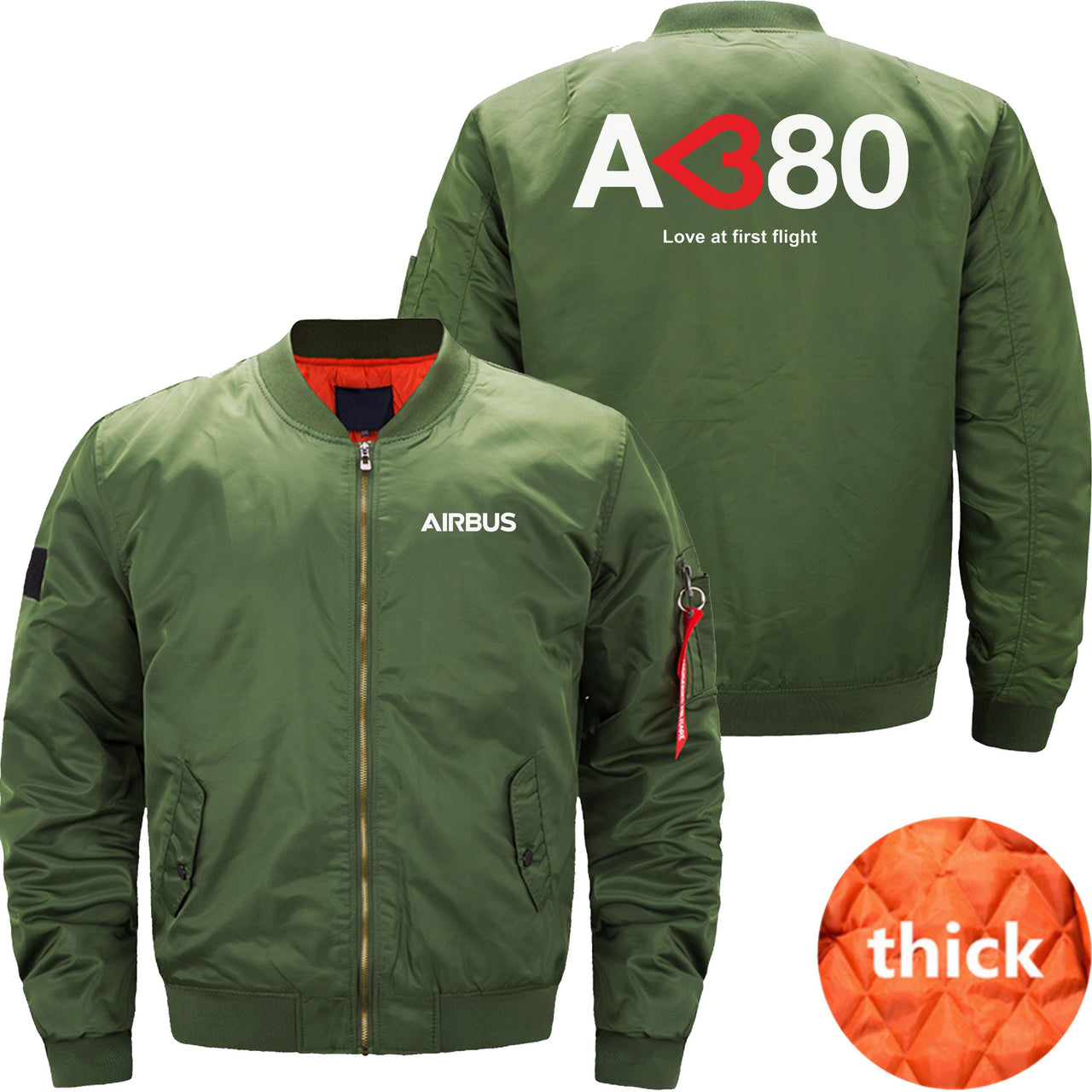 AIRBUS A380 LOVE AT FIRST FLIGHT Ma-1 Bomber Jacket Flight Jacket Aviator Jacket THE AV8R