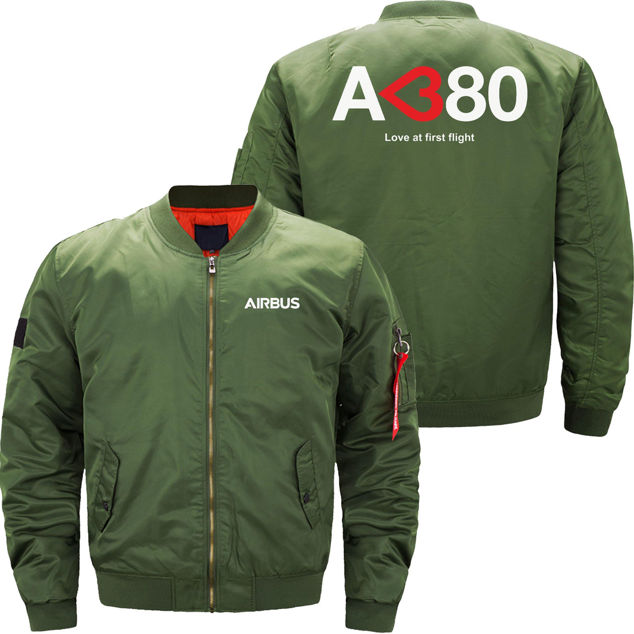 AIRBUS A380 LOVE AT FIRST FLIGHT Ma-1 Bomber Jacket Flight Jacket Aviator Jacket THE AV8R